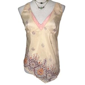 VTG Anthropologie Y2K Silk Babydoll Cami Top Womens S‎ Fairy Asymmetrical Hem